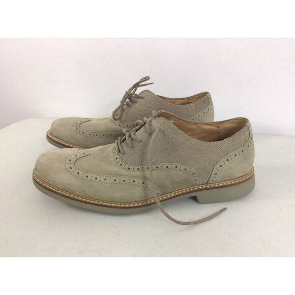 Cole Haan Suede Brogue Oxfords Shoes Beige Mens 8 - Picture 1 of 7